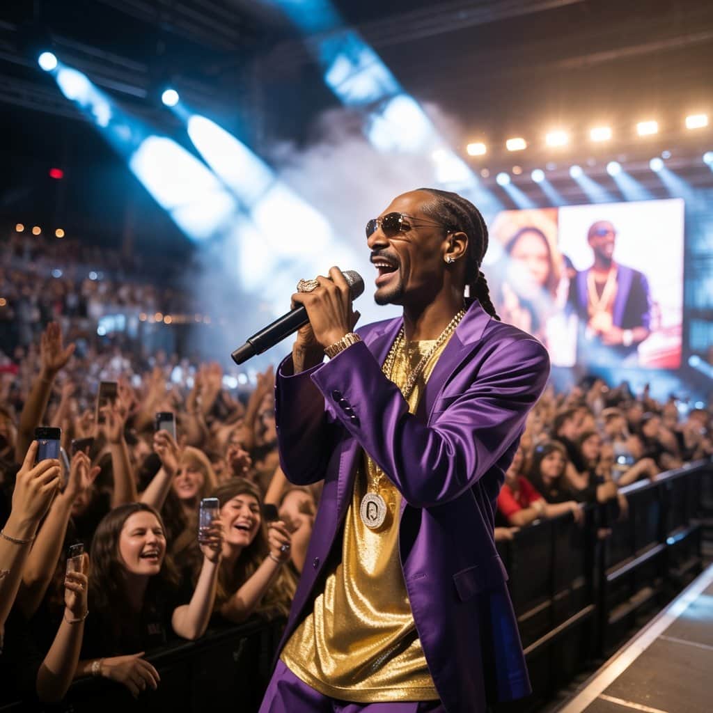 Snoop Dogg performing hits from the R&G album to an enthusiastic crowd Snoop Dogg performing songs from R&G album at a live concert