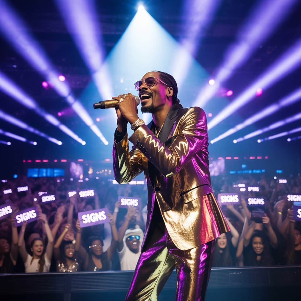Snoop Dogg performing “Signs” during his concert tour Snoop Dogg performing "Signs" at a live concert