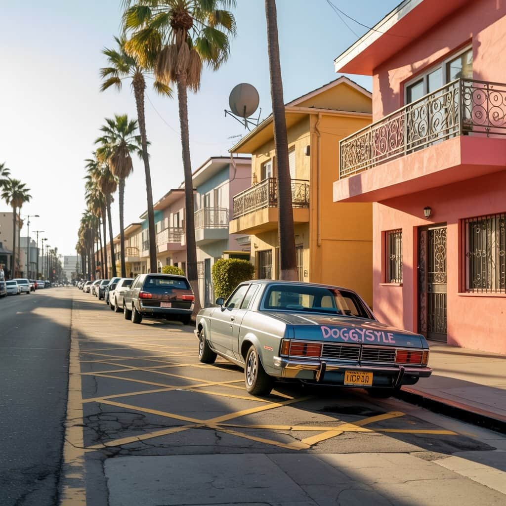 The California streets that shaped Snoop Dogg’s early life and musical foundation Vintage photo of Long Beach neighborhood in the 1980s representing Snoop Dogg's childhood environment
