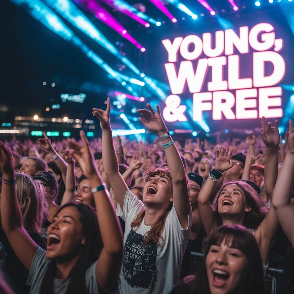 Fans connecting with the anthem that defined a generation Fan reaction at concert during "Young, Wild & Free" performance