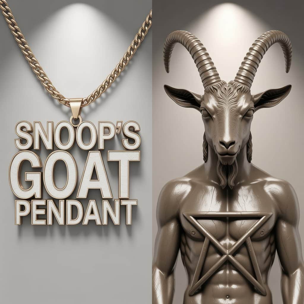 Visual explanation of why some mistook the GOAT pendant for satanic symbolism Side-by-side comparison showing the differences between GOAT text and Baphomet imagery