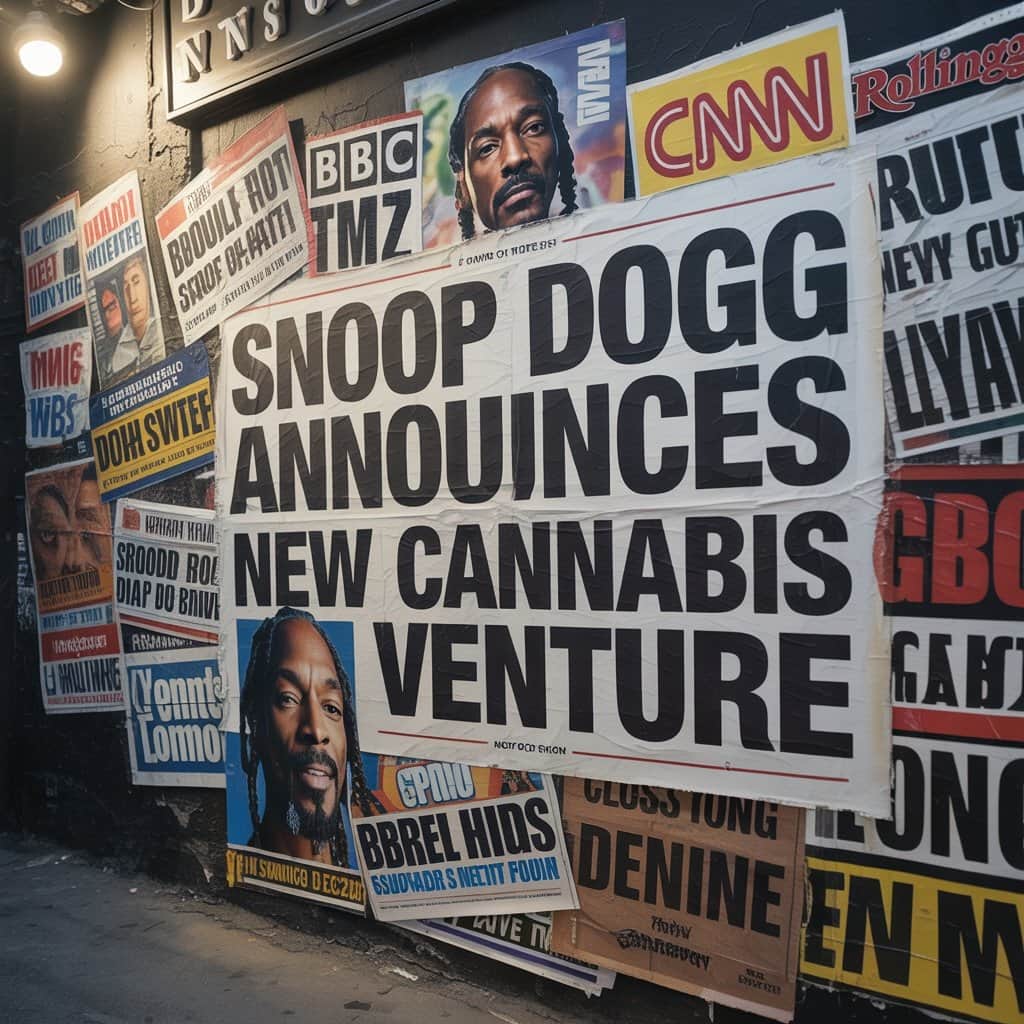 Montage of international news headlines about Snoop Dogg quitting smoking