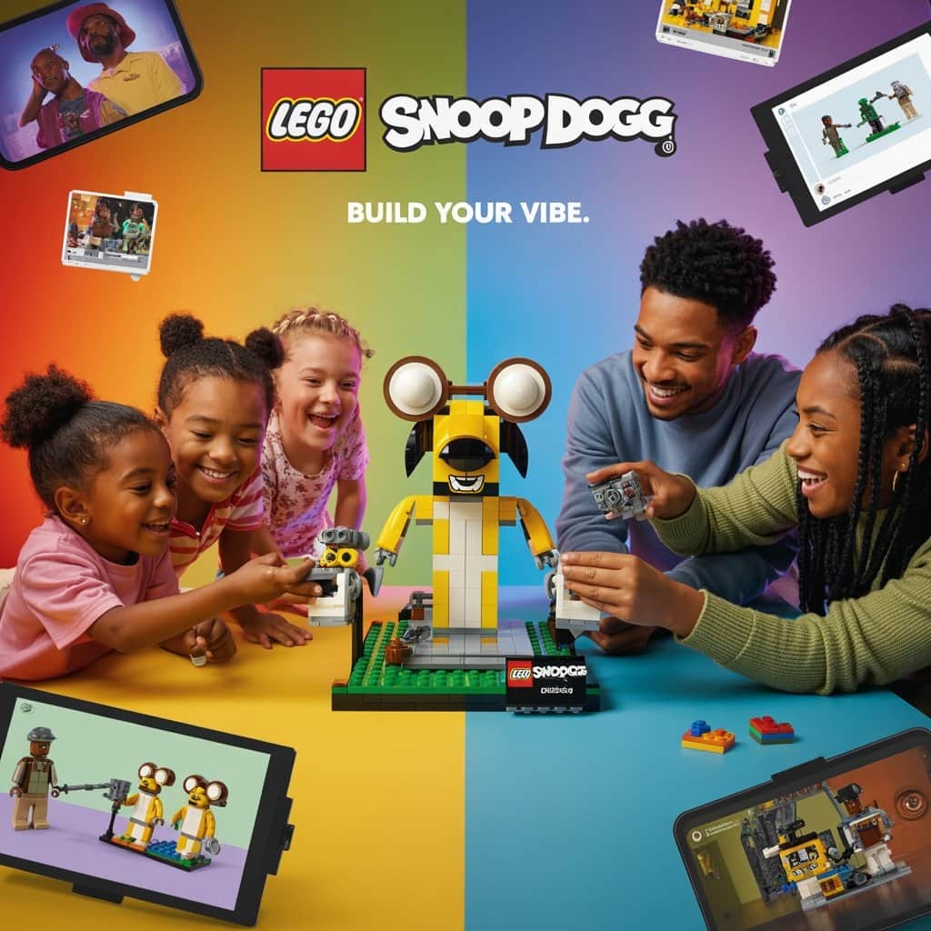 Measuring the impact of LEGO Snoop Dogg across demographics Infographic showing LEGO Snoop Dogg's cultural impact across different media