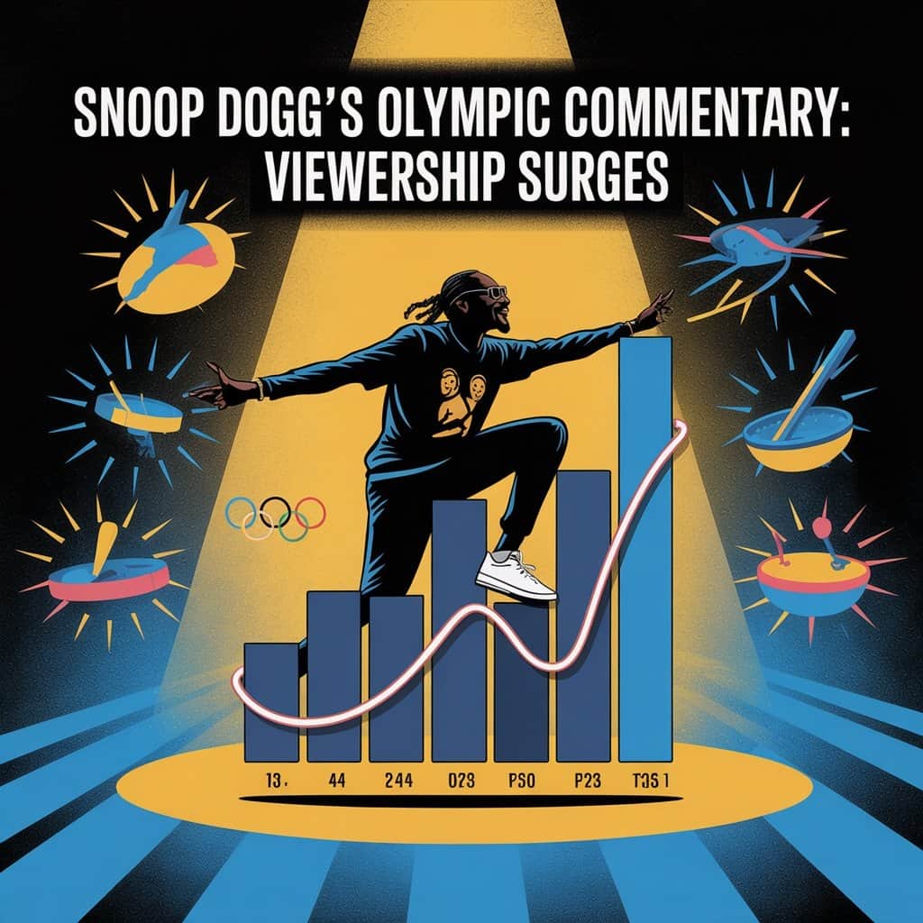 Measurable impact of celebrity commentary on viewer engagement Chart showing Olympic viewership increases during Snoop Dogg segments