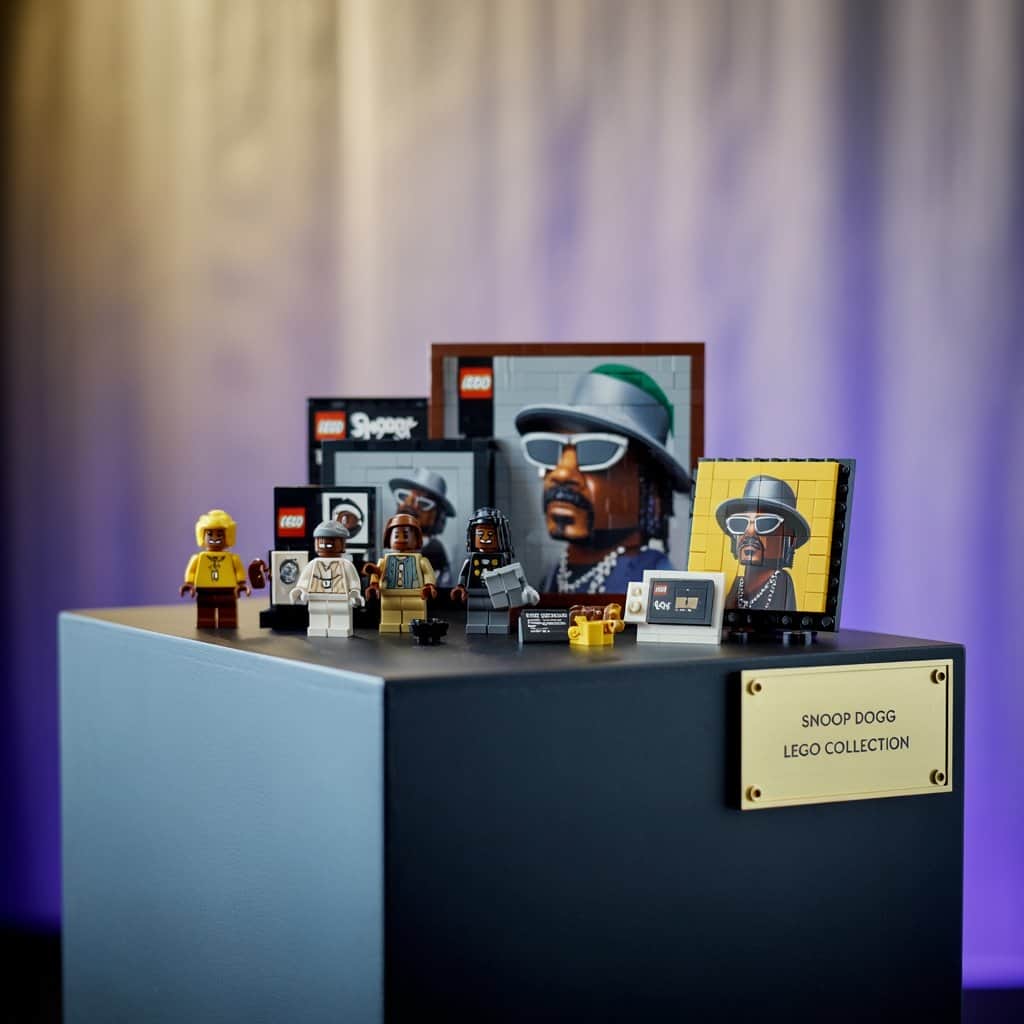 Authentic LEGO sets and minifigures featuring the Doggfather Collection of official LEGO Snoop Dogg merchandise and sets