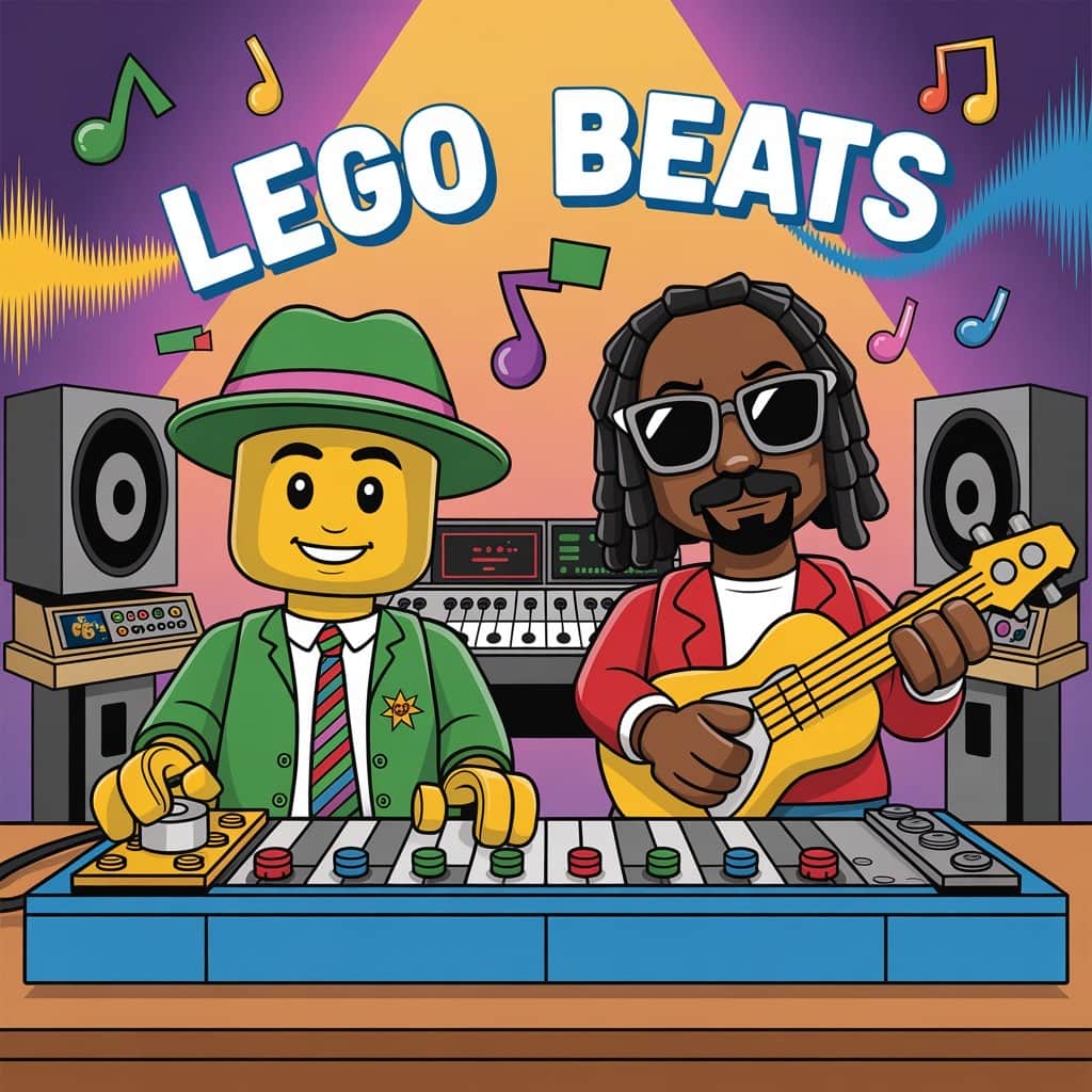 Pharrell and Snoop collaborating in LEGO animation LEGO Pharrell and Snoop Dogg recording in animated studio