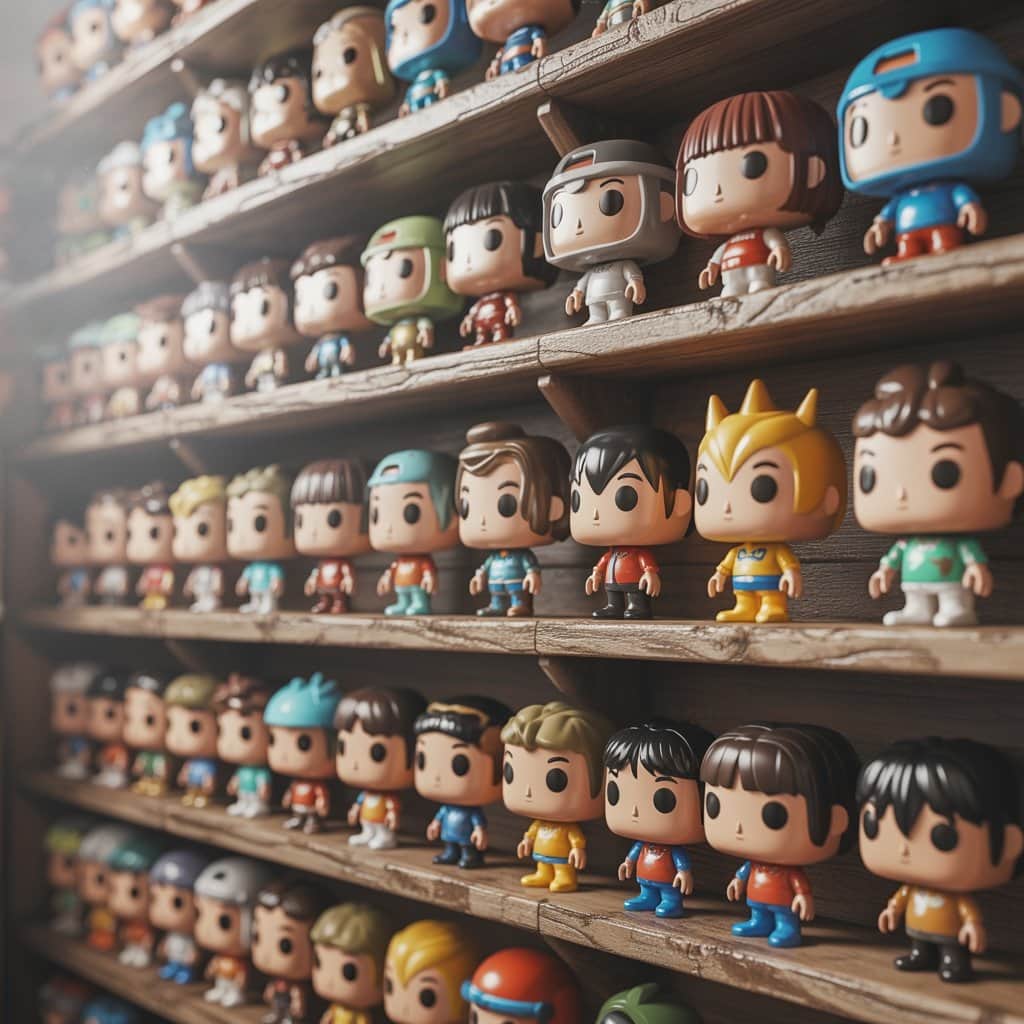 Comprehensive display showcasing collectibles from 2002 to present Collection of various Snoop Dogg action figures displayed chronologically