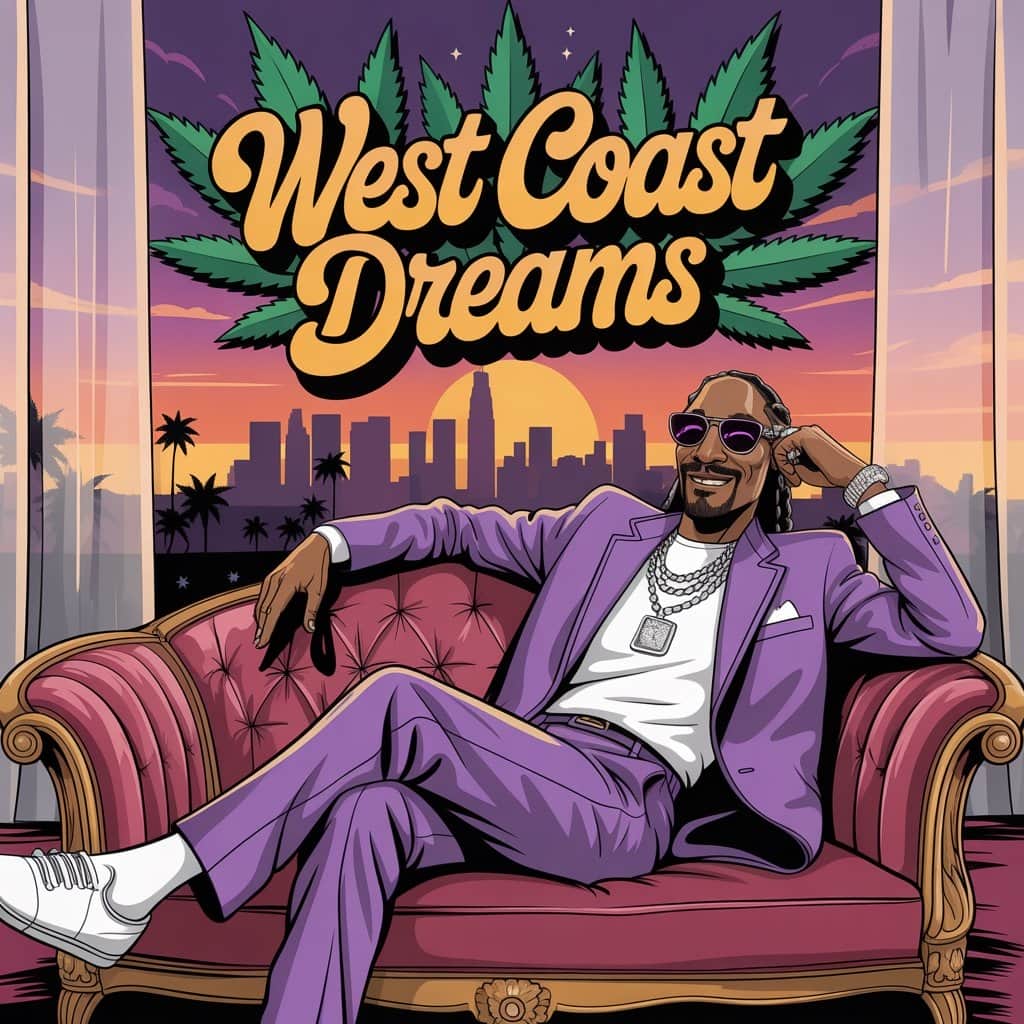 Three decades of transforming cannabis from controversy to cultural celebration Snoop Dogg in his iconic laid-back pose representing cannabis culture