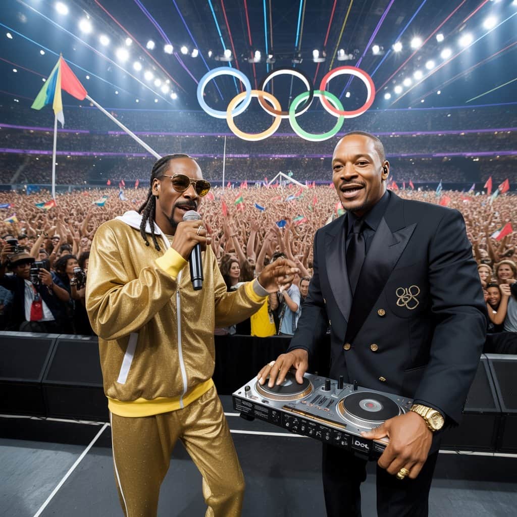 A moment that changed Olympic entertainment forever Snoop Dogg and Dr. Dre performing together at Olympic closing ceremony