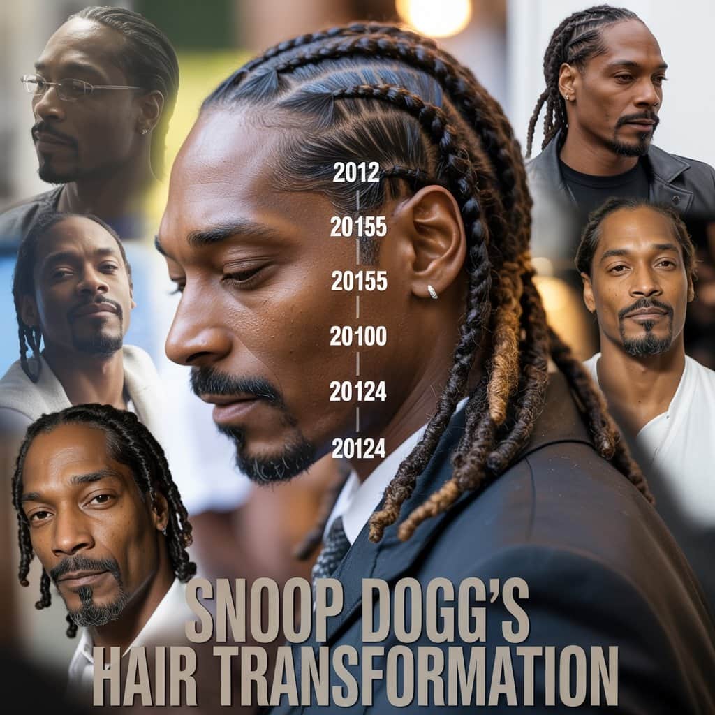 From cornrows to mature locs: Snoop’s transformative hair journey Snoop Dogg showing his dreadlock transformation from 2012 to 2024
