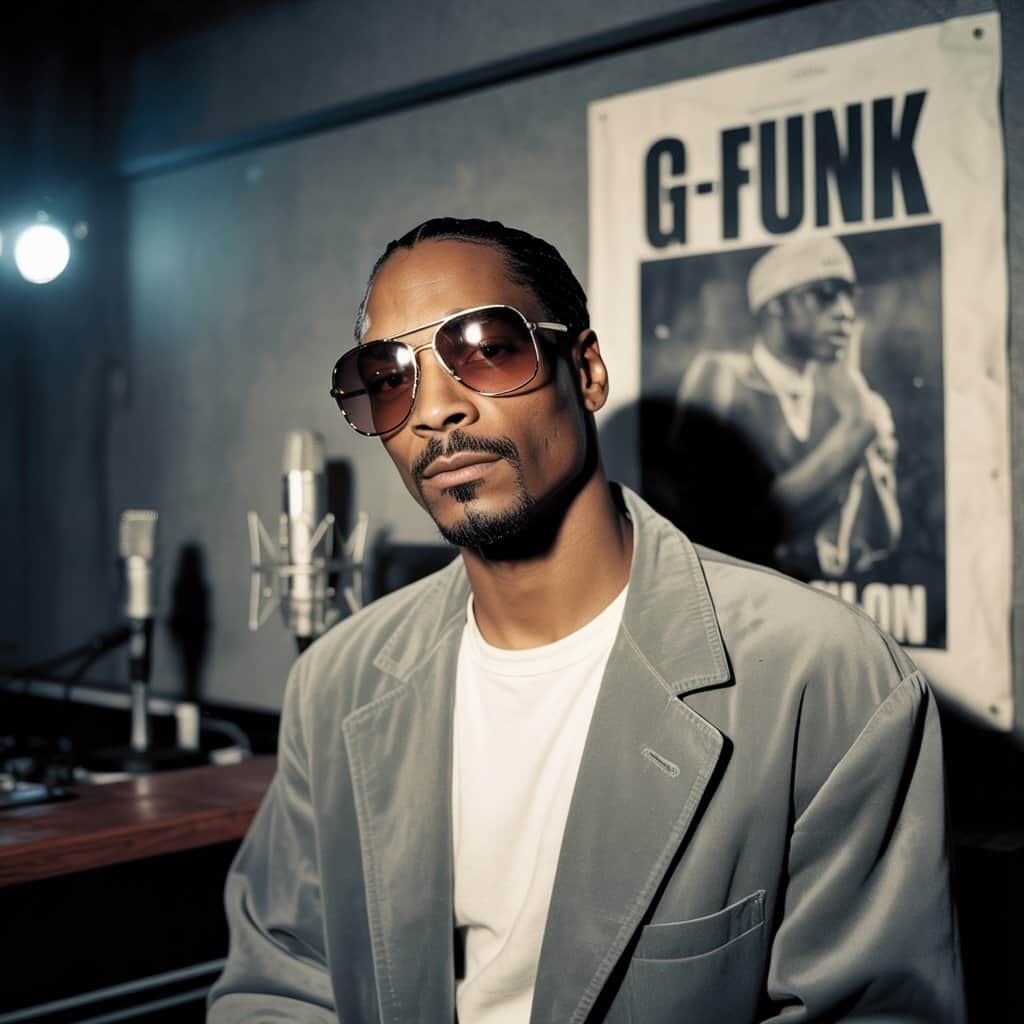 Young Snoop Dogg in early 1990s wearing classic sunglasses style