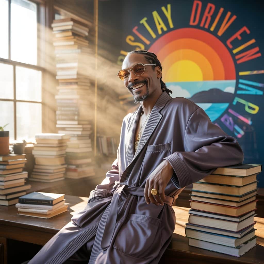 Embracing growth mindset through powerful daily affirmations Motivational graphic featuring Snoop Dogg with growth mindset affirmations