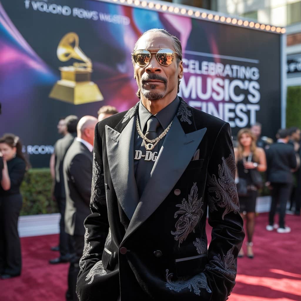 When the red carpet becomes a runway for iconic sunglasses style Snoop Dogg at major awards show wearing signature sunglasses