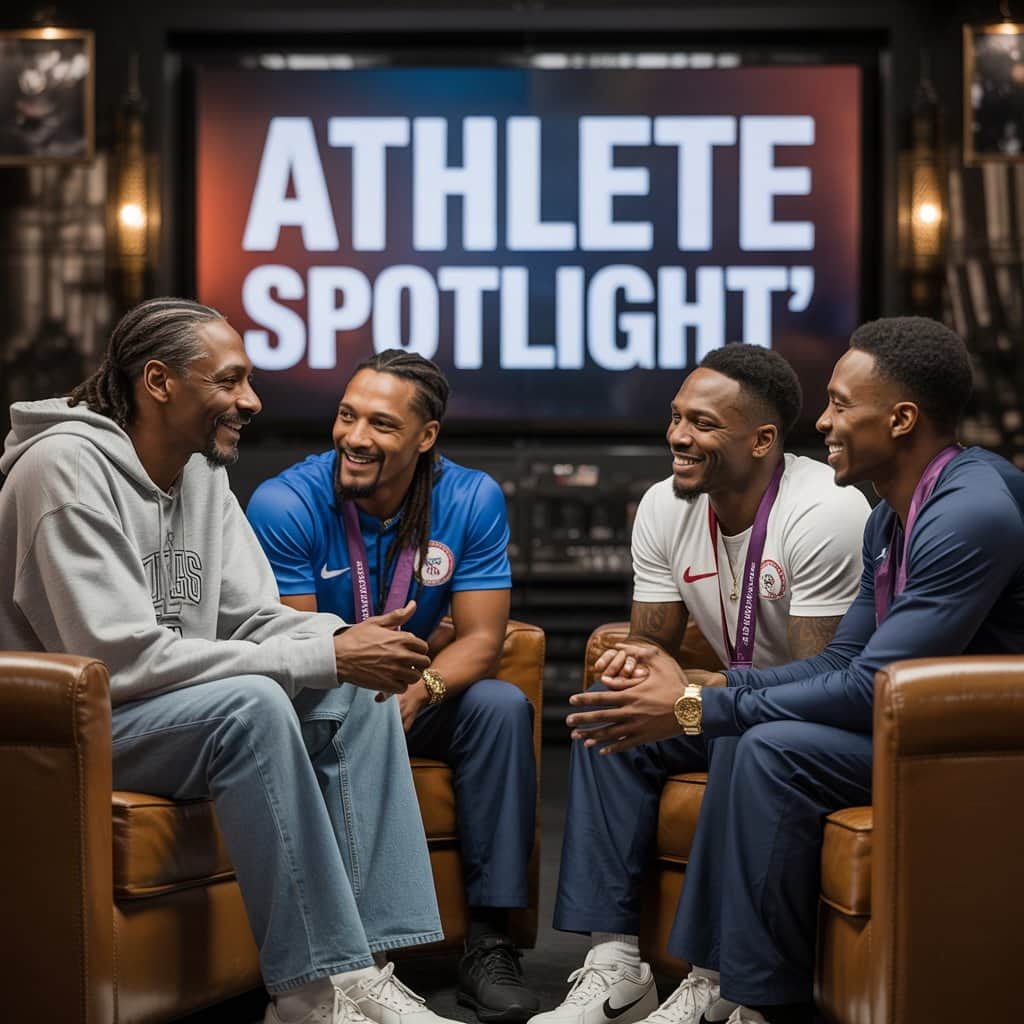Authentic athlete interviews that broke traditional broadcasting molds Snoop Dogg conducting interviews with Olympic athletes at Paris 2024