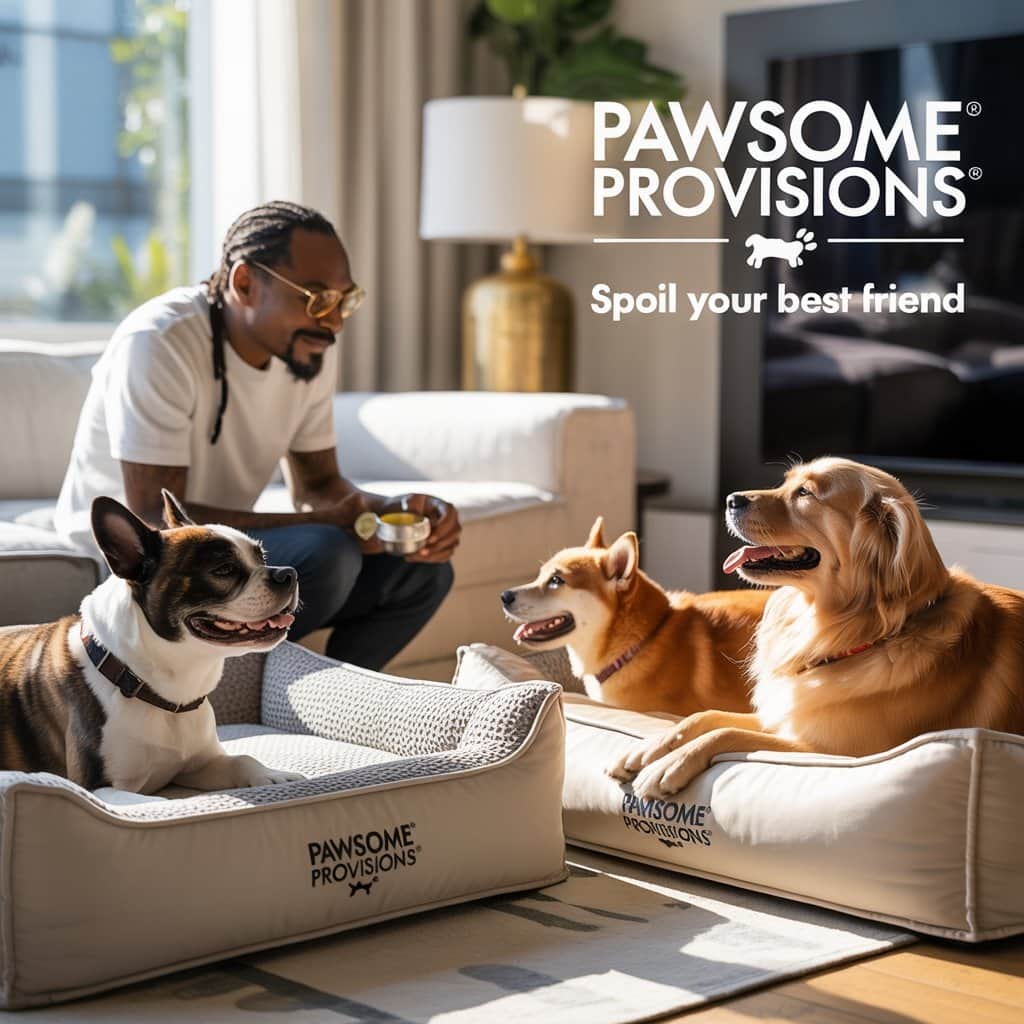 The Doggfather’s commitment to treating pets like royalty drives every product decision Snoop Dogg with dogs showcasing the premium pet care philosophy