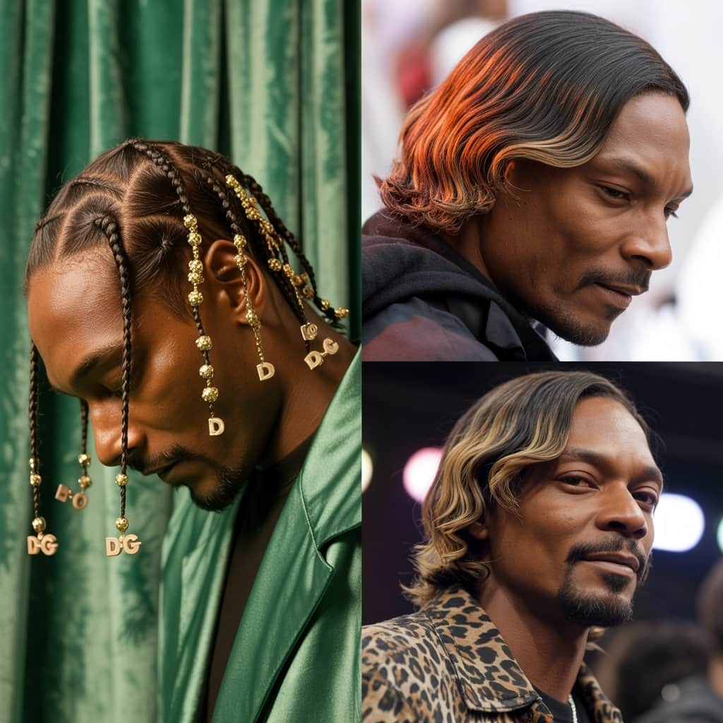 Relaxed sophistication meets red carpet glamour Snoop Dogg showing various hairstyles during his pimp phase era