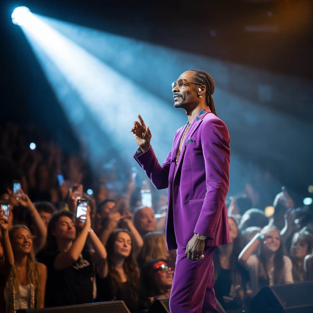 Snoop Dogg’s words have transcended music to become cultural touchstones Snoop Dogg speaking into a microphone with his signature confident expression