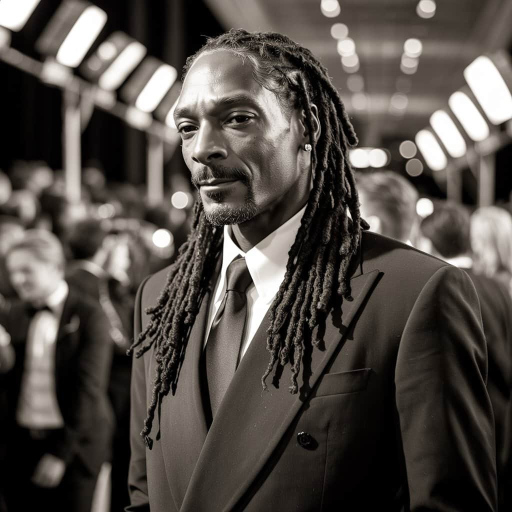 High-fashion dreadlock styling from award shows and premieres Snoop Dogg at various red carpet events showing different dreadlock styling approaches