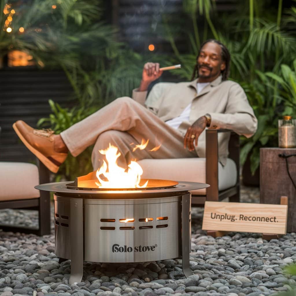 Turning “giving up smoke” into viral marketing gold Snoop Dogg with Solo Stove fire pit demonstrating the marketing campaign
