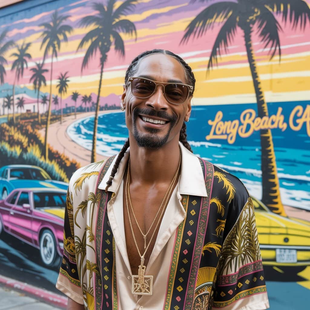 The West Coast philosophy that shaped an icon’s worldview Snoop Dogg representing West Coast culture with Long Beach in the background