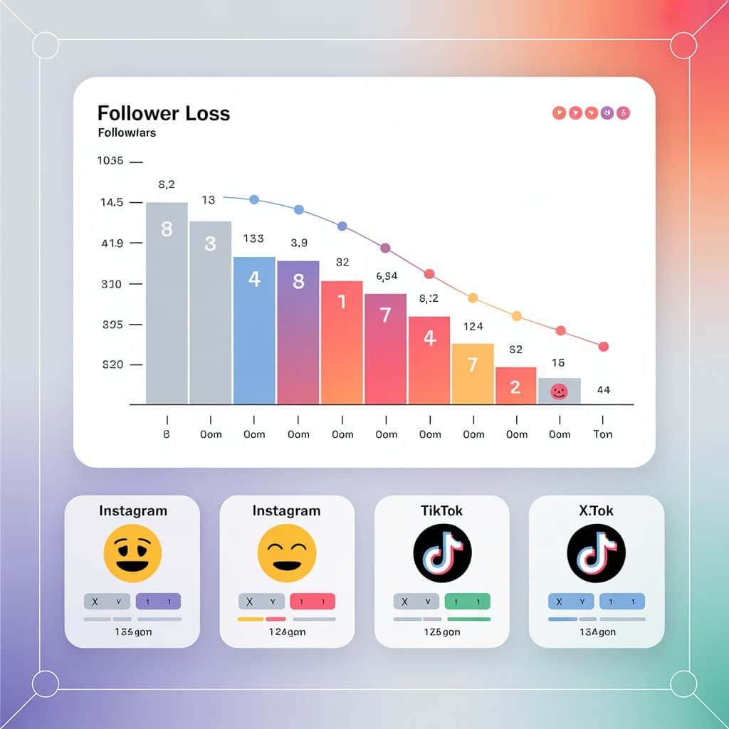Social media metrics revealing the immediate impact of fan disappointment Data visualization showing social media reaction metrics and follower statistics
