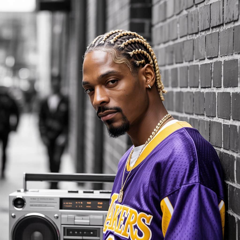 Authentic Long Beach style meets Death Row swagger Young Snoop Dogg with early cornrow styles during Death Row era